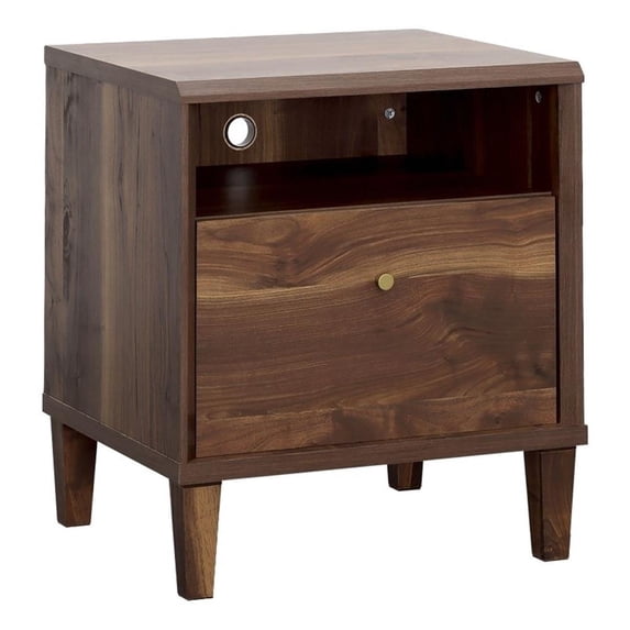Pemberly Row Modern Engineered Wood Night Stand in Grand Walnut
