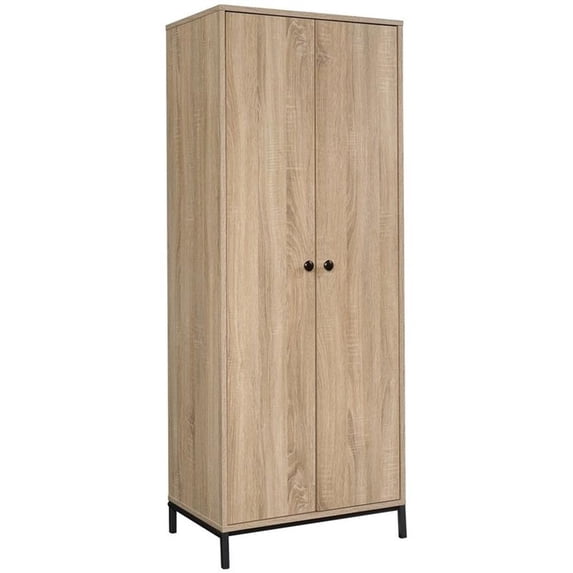 Pemberly Row Modern Engineered Wood Tall Storage Cabinet in Charter Oak