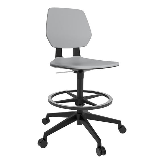 Pemberly Row Modern Extended Height Office Chair Foot Rest Gray