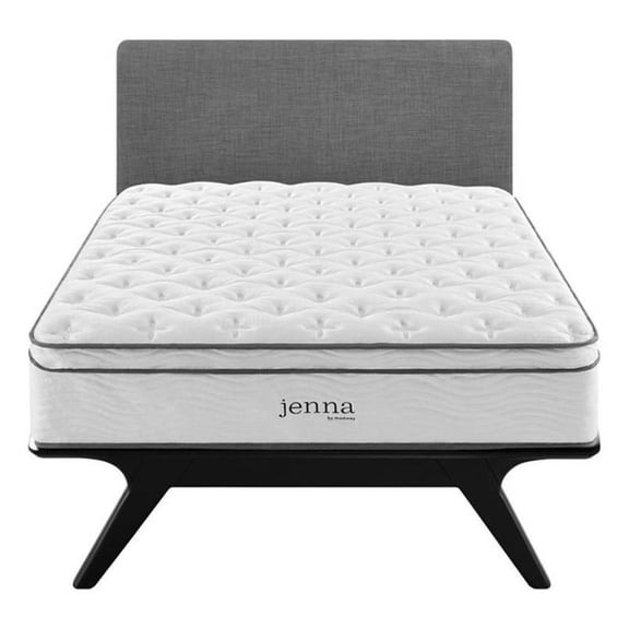 Pemberly Row Modern Fabric 14" Full Innerspring Mattress in White