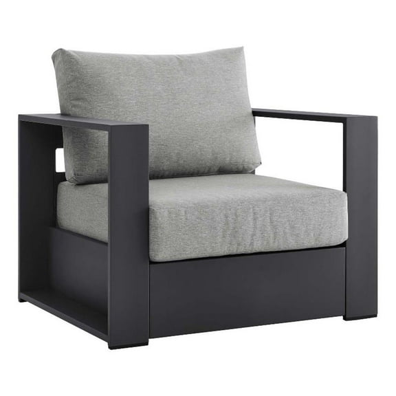 Pemberly Row Modern Fabric/Aluminum Outdoor Armchair in Gray