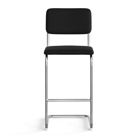 Pemberly Row Modern Fabric Bar Height Stool (Set of 2) in Black