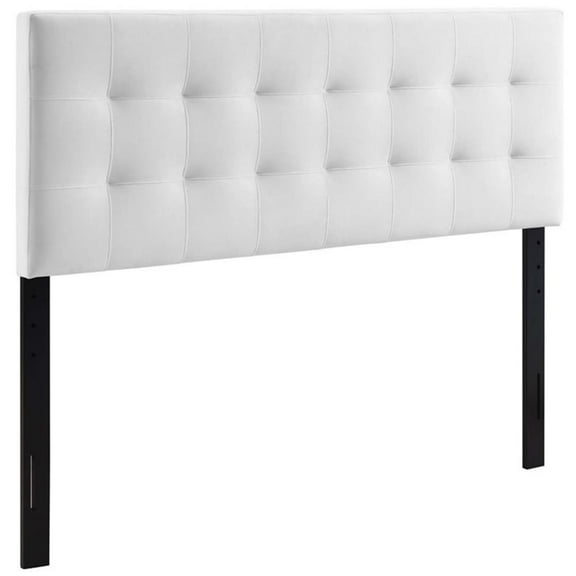 Pemberly Row Modern Fabric Biscuit Tufted Velvet Queen Headboard in White