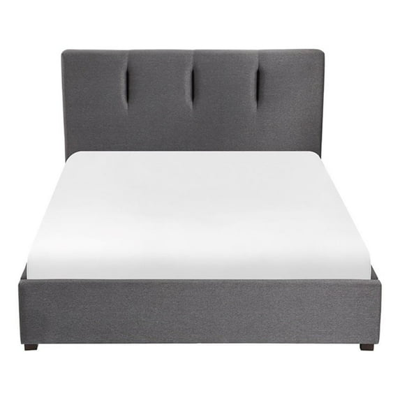 Pemberly Row Modern Fabric Eastern King Platform Bed with Storage Drawer in Gray