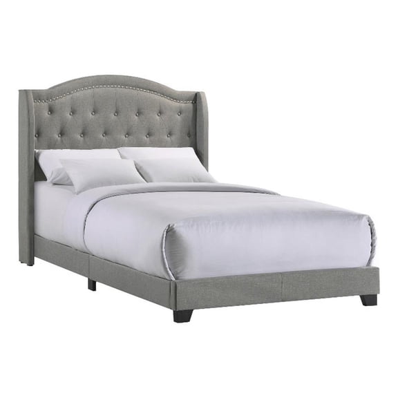 Pemberly Row Modern Fabric Full Upholstered Bed in Smoke Gray