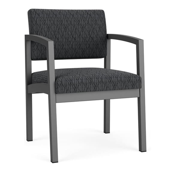 Pemberly Row Modern Fabric Guest Chair in Charcoal/Adler Nocturnal