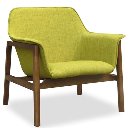 Pemberly Row Modern Fabric Upholstered Accent Chair in Green/Walnut