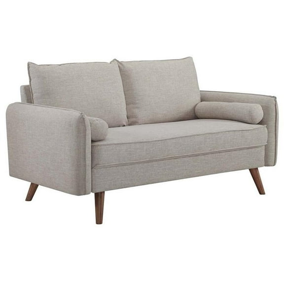Pemberly Row Modern Fabric Upholstered Loveseat in Walnut/Beige