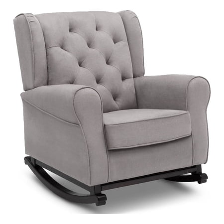 Pemberly Row Modern Fabric Upholstered Rocking Chair in Dove Gray