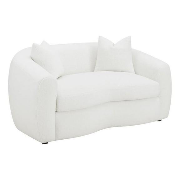 Pemberly Row Modern Fabric Upholstered Tight Back Loveseat White