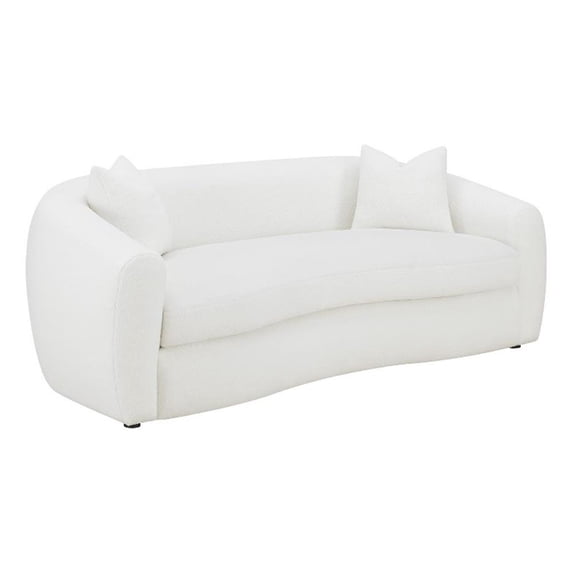 Pemberly Row Modern Fabric Upholstered Tight Back Sofa White