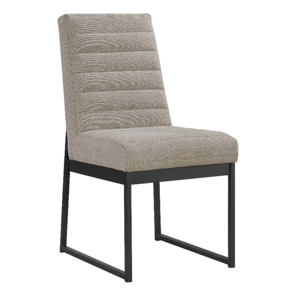 Pemberly Row Modern Fabric and Metal Chair in Dune Gray (Set of 2)