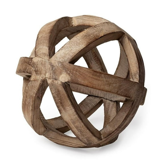 Pemberly Row Modern Farmhouse Brown Finish Wood Decorative Orb