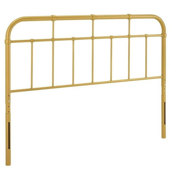 Pemberly Row Modern Farmhouse Full Metal Spindle Headboard in Gold