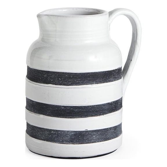 Pemberly Row Modern Farmhouse Large White/Charcoal Ceramic Jug