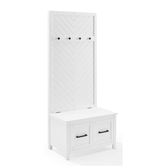 Pemberly Row Modern Farmhouse Wood Hall Tree in White Finish