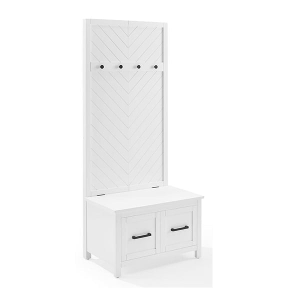 Pemberly Row Modern Farmhouse Wood Hall Tree in White Finish