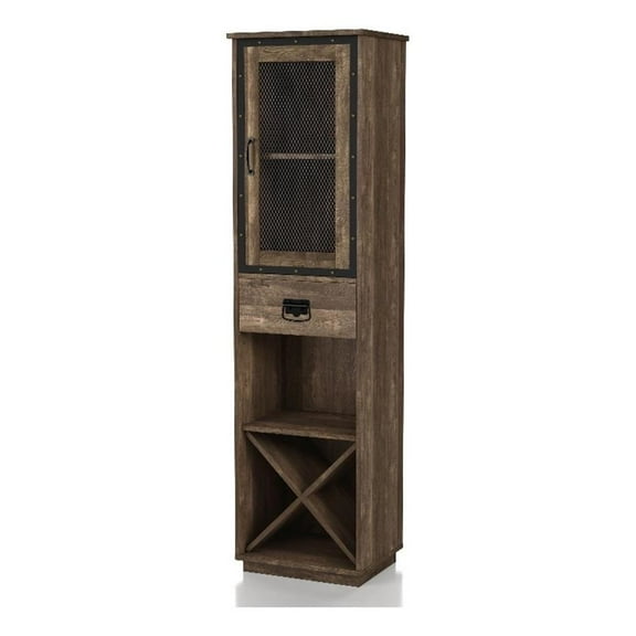 Pemberly Row Modern Farmhouse Wood Tower Cabinet in Reclaimed Oak