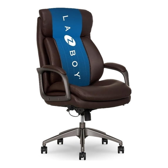 Pemberly Row Modern Faux Leather Executive Office Chair in Brown