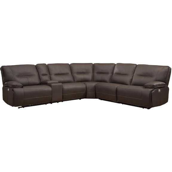 Pemberly Row Modern Faux Leather Reclining Sectional in Chocolate