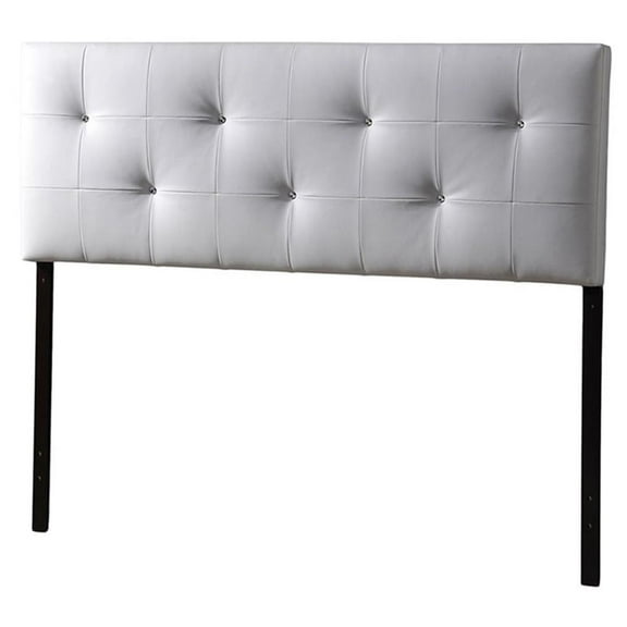Pemberly Row Modern Faux Leather Tufted Full Panel Headboard in White