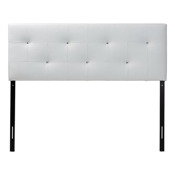 Pemberly Row Modern Faux Leather Tufted Full Panel Headboard in White