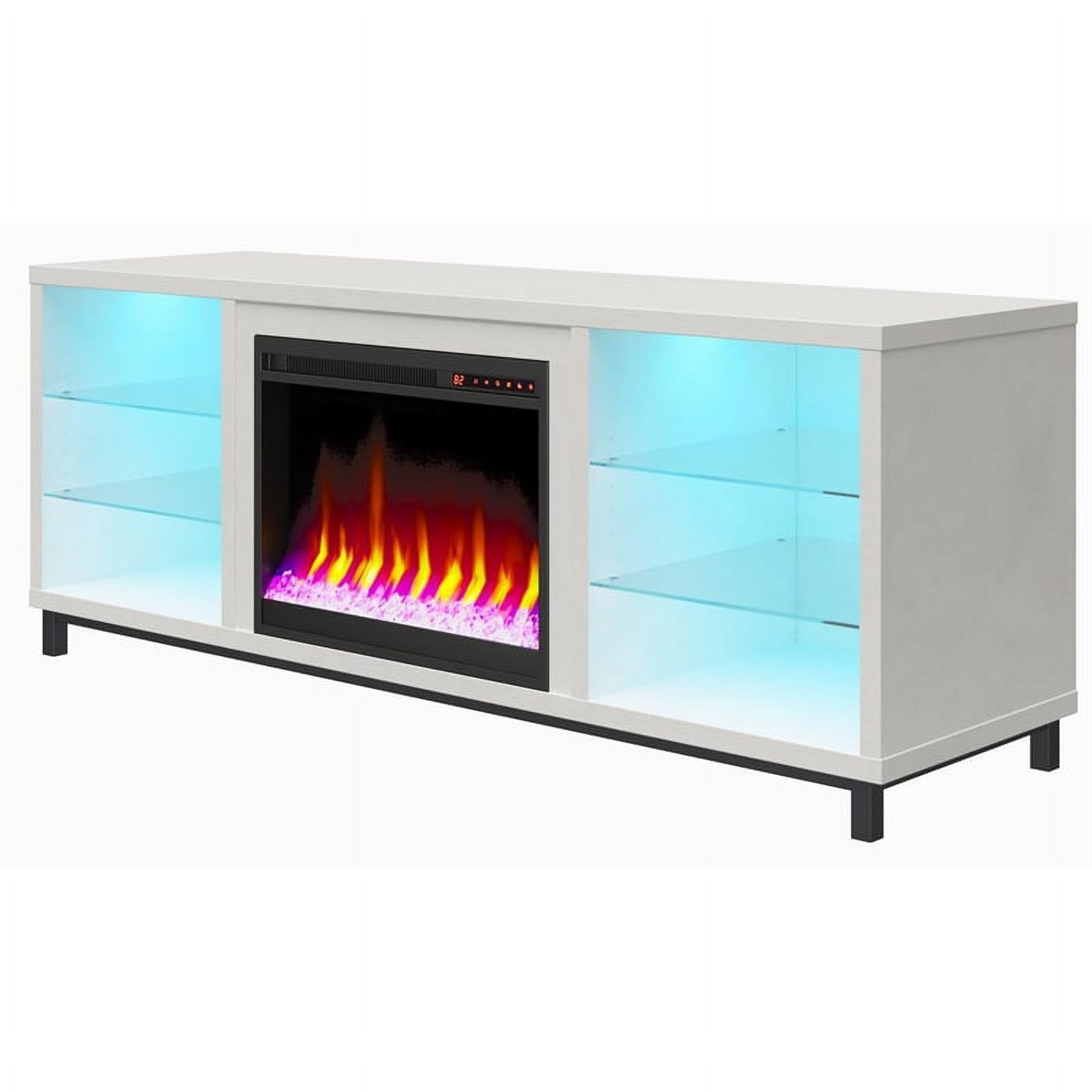 Pemberly Row Modern Fireplace TV Stand for TVs up to 70" in White