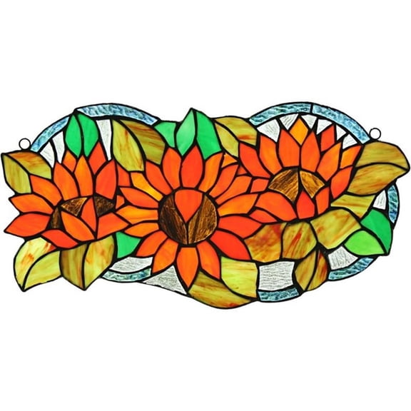 Pemberly Row Modern Floral Tiffany-glass Window Panel 17" Wide