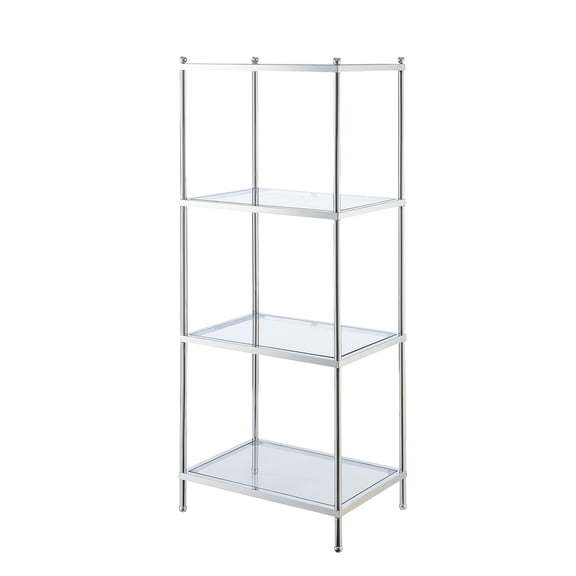 Pemberly Row Modern Four-Tier Tower/ Clear Glass with Chrome Metal