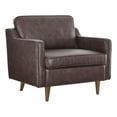 thumbnail image 1 of Pemberly Row Modern Genuine Leather Upholstered Armchair in Brown, 1 of 8