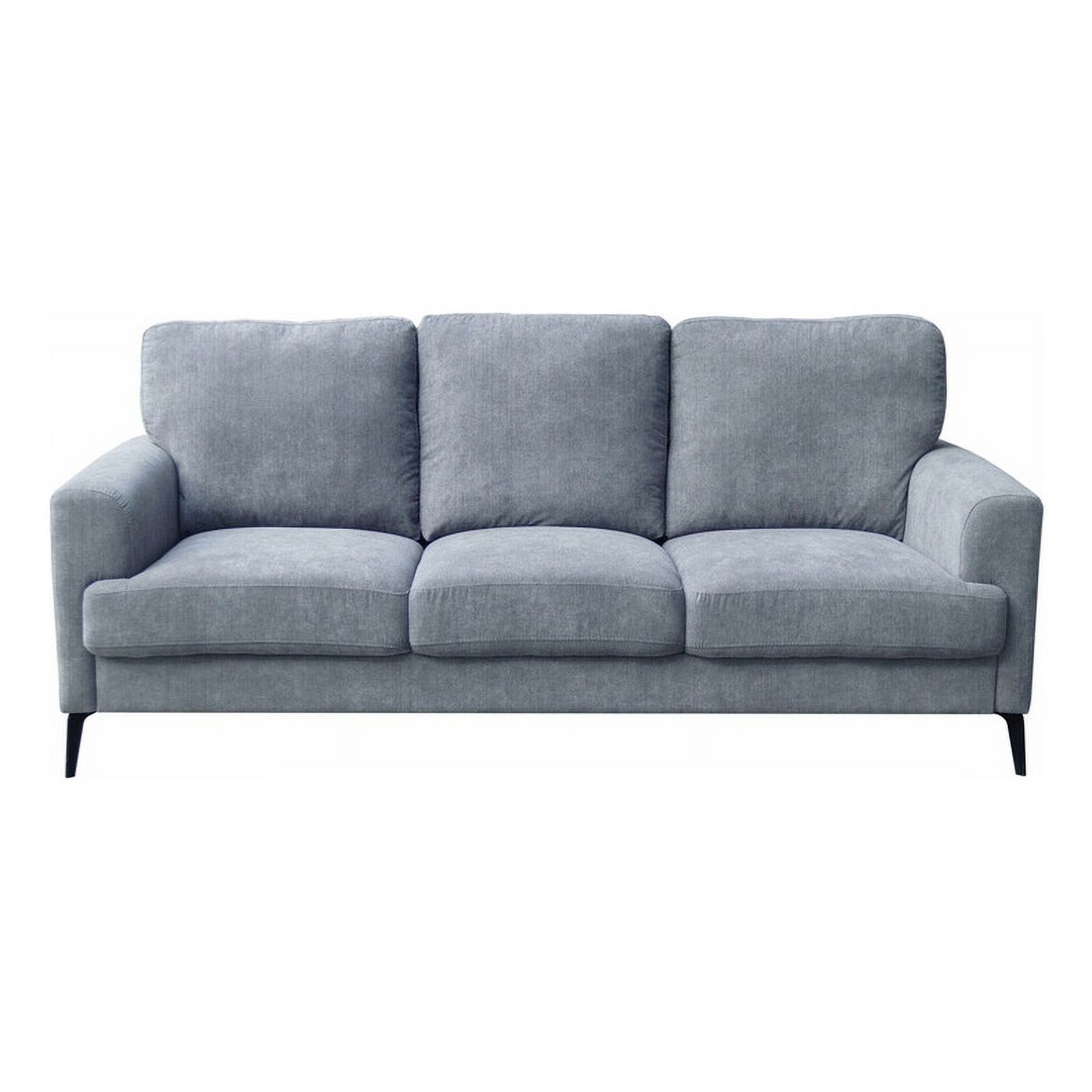Pemberly Row Modern Gray Chenille Sofa with Black Metal Legs