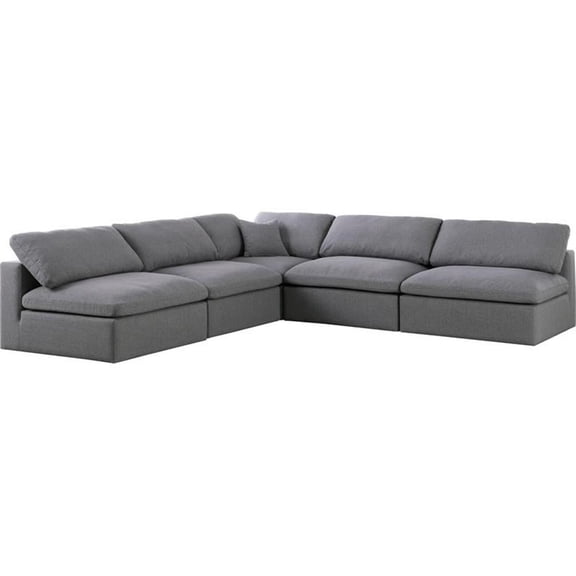 Pemberly Row Modern Gray Durable Linen Fabric Modular Sectional