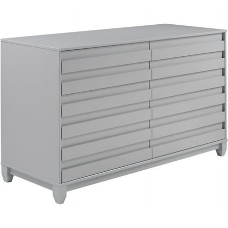 Pemberly Row Modern Grooved Panel 6-Drawer Wood Bedroom Dresser in Gray