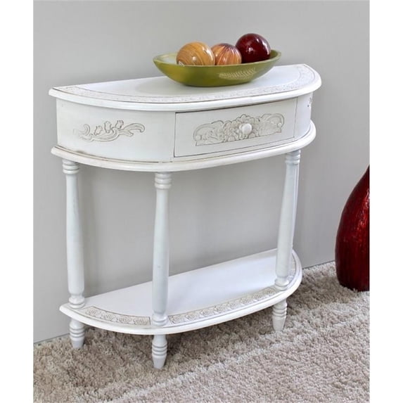 Pemberly Row Modern Half Moon Wood Console Table in Antique White