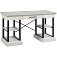 thumbnail image 1 of Pemberly Row Modern Hazy White One-Drawer Black Iron Frame Desk, 1 of 6
