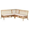 thumbnail image 1 of Pemberly Row Modern Honey Rattan 3-Piece Dining Nook Banquette Set, 1 of 9