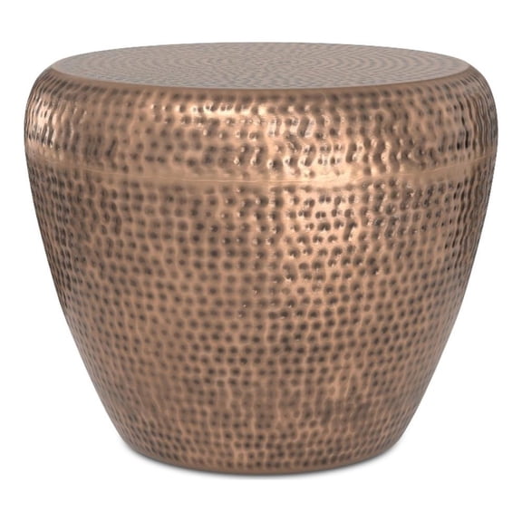 Pemberly Row Modern Industrial 22" Metal Side Table in Antique Copper