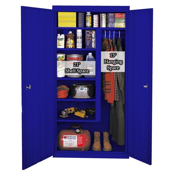 Pemberly Row Modern Industrial Office All Purpose Combination Cabinet in Blue