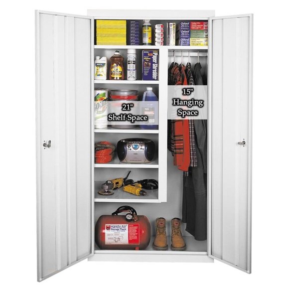 Pemberly Row Modern Industrial Office All Purpose Combination Cabinet in White