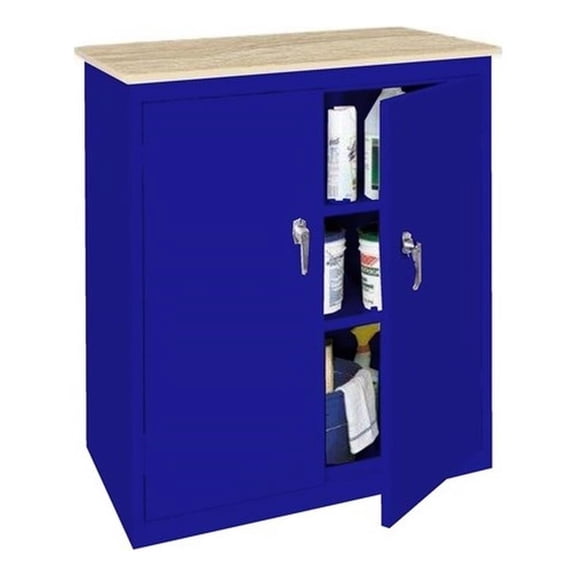 Pemberly Row Modern Industrial Office Counter High Cabinet in Blue