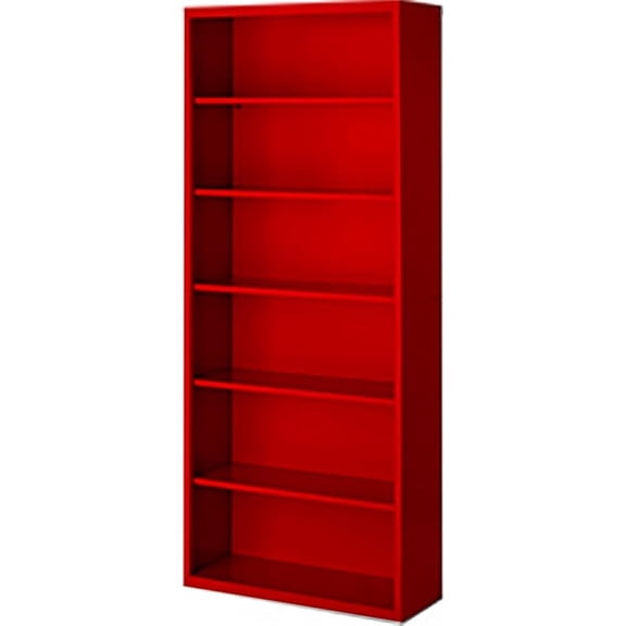 Pemberly Row Modern Industrial Office Stationary Bookcase in Red