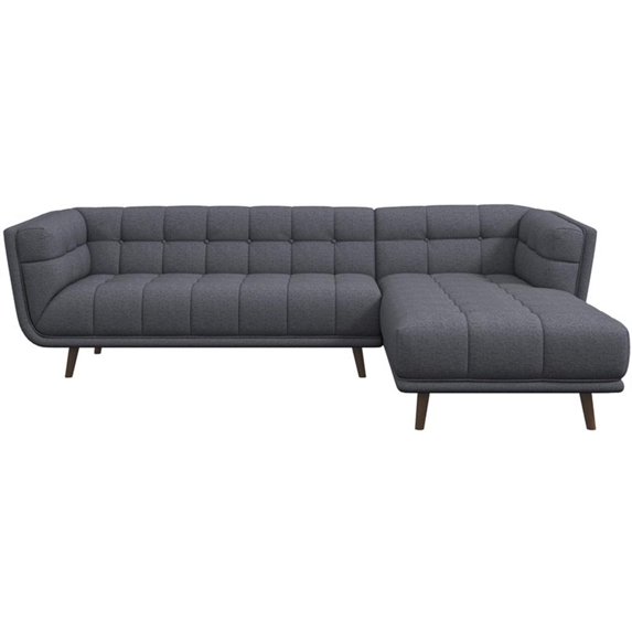 Pemberly Row Modern L-Shaped Tufted Back Fabric Right-Facing Sectional in Gray