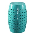 thumbnail image 1 of Pemberly Row Modern Lace Cut Iron Side Table in Teal Blue Finish, 1 of 13