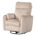 thumbnail image 1 of Pemberly Row Modern Large Corduroy Fabric Swivel Recliner in Ivory, 1 of 5