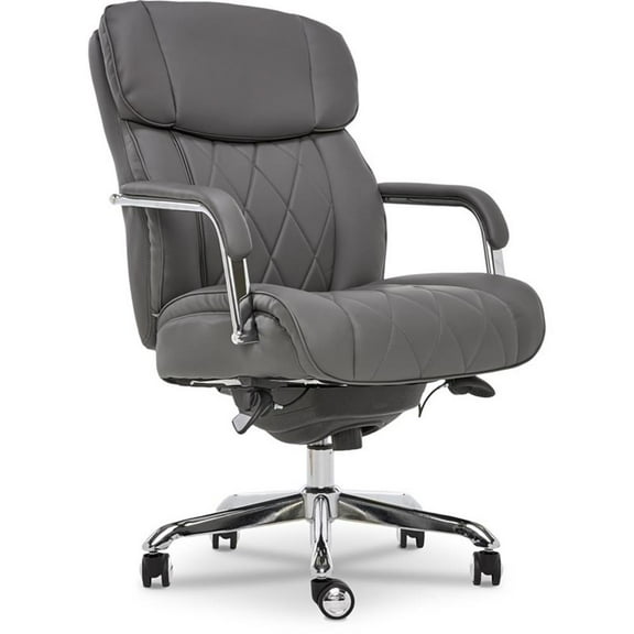 Pemberly Row Modern Leather Executive Office Chair Gray Leather
