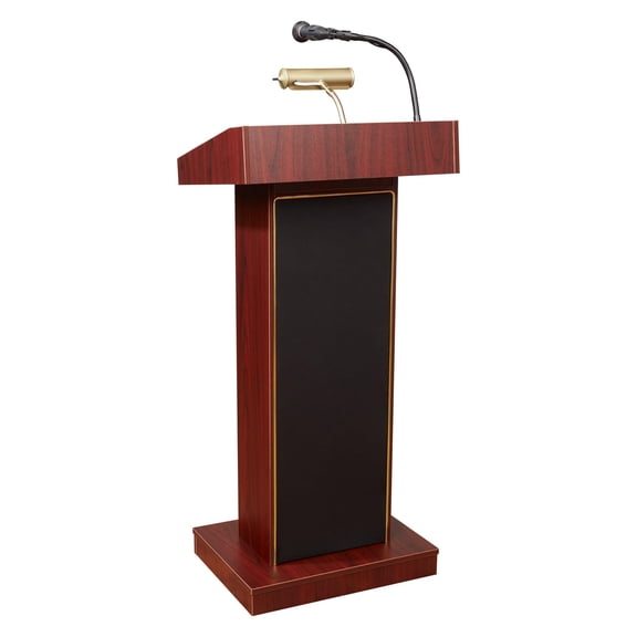 Pemberly Row Contemporary 46" Wood Lectern in Mahogany Finish