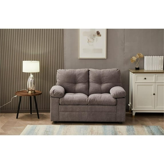 Pemberly Row Modern Linen Living Room Loveseat in Light Gray