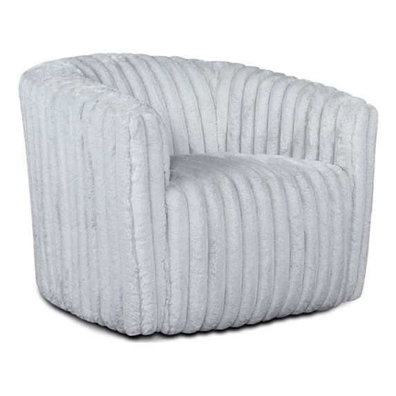 Pemberly Row Modern Living Room Round Back Velvet Swivel Chair in Light Gray