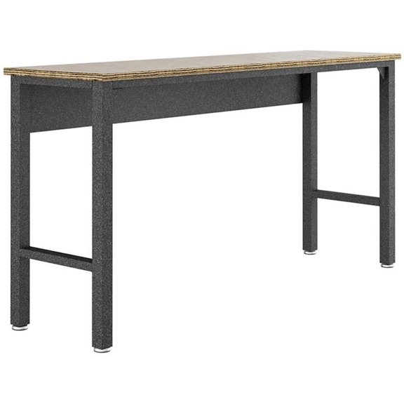 Pemberly Row Modern MDP Wood/Steel Metal Garage Work Table in Gray/Natural