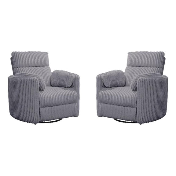 Pemberly Row Modern Mega Grey Fabric Power Swivel Glider Recliner (Two Pack)